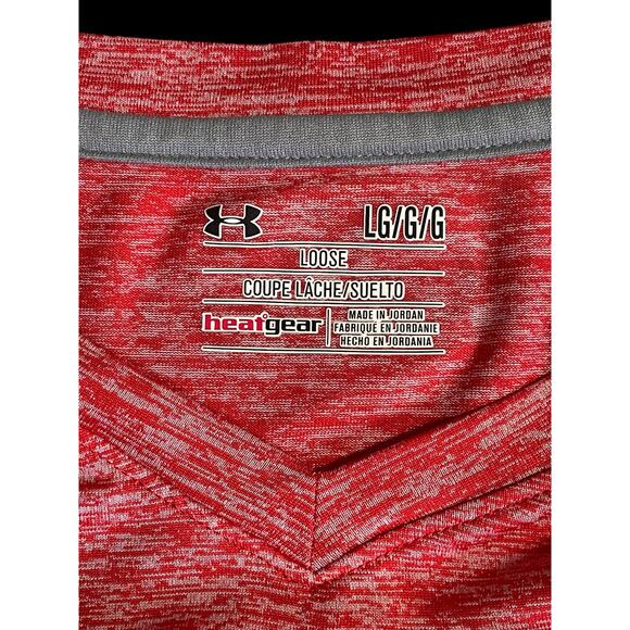 Under Armour Heat Gear Red V-Neck Loose Fit Shirt Men's Size Large - Picture 7 of 8